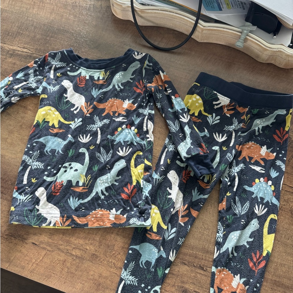 Little Sleepies Blue and Orange Dinosaur Pajama Set